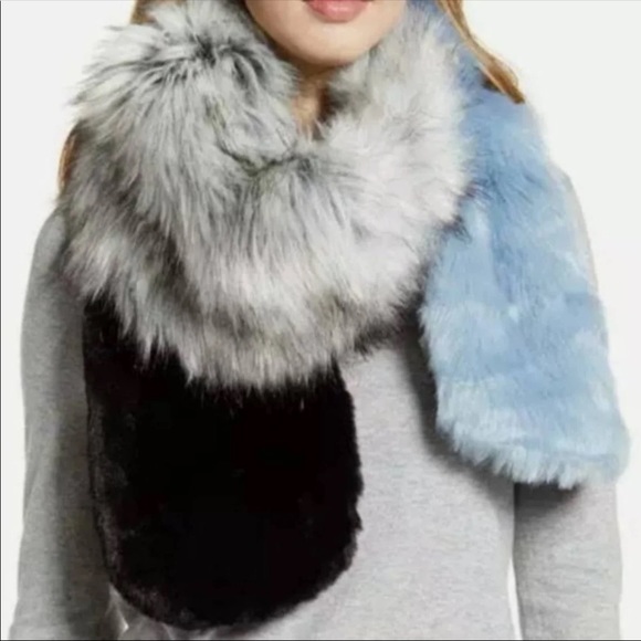 Halogen Accessories - Halogen Nordstrom Faux Fur Color Block Wrap Scarf